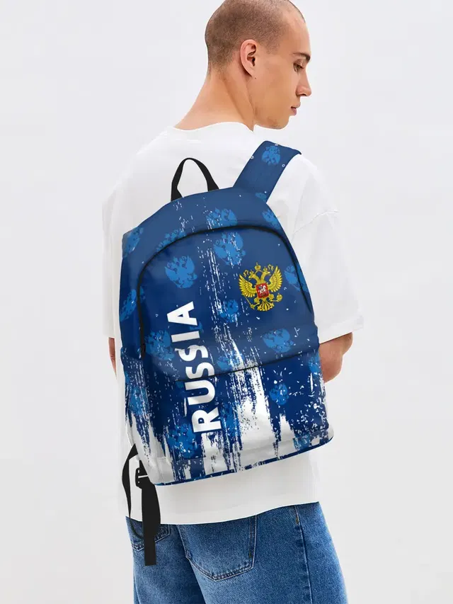 Джинсовый рюкзак с принтом «Grunge Style — RUSSIA — РОССИЯ»