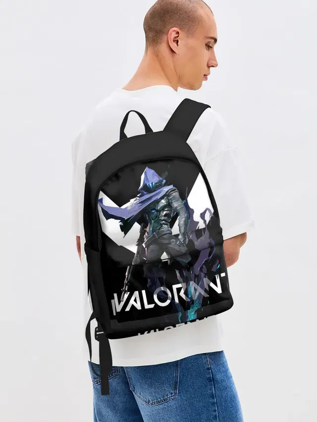 Джинсовый рюкзак с принтом «Valorant — VALORANT OMEN»