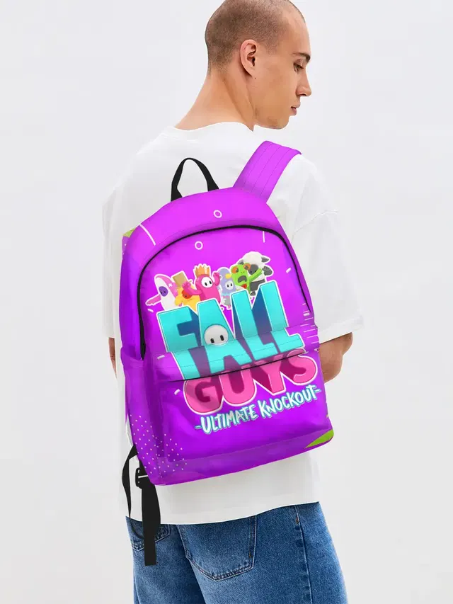 Джинсовый рюкзак с принтом «Fall Guys characters»