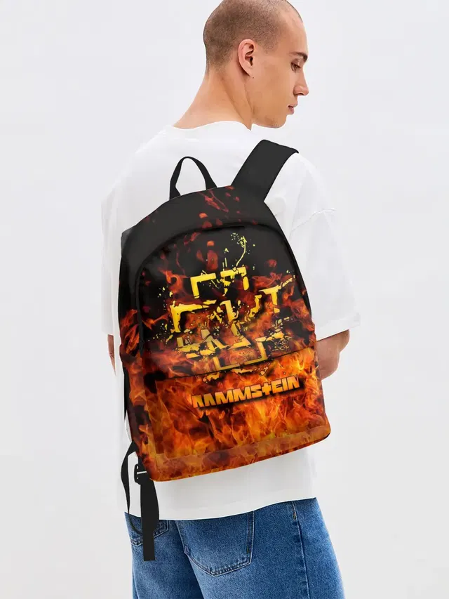 Джинсовый рюкзак с принтом «Fire»
