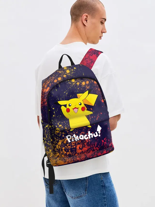 Джинсовый рюкзак с принтом «Покемоны — PIKACHU»