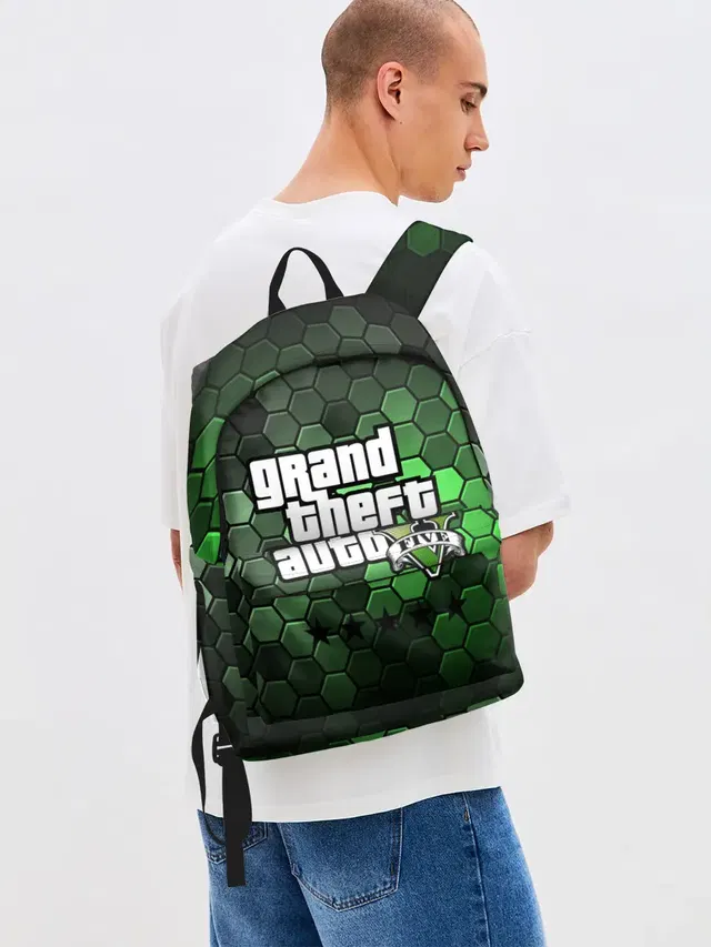 Джинсовый рюкзак с принтом «GTA — GTA 5 — ГТА 5»
