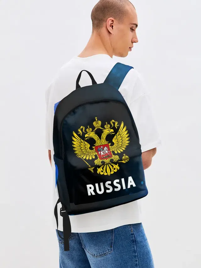 Джинсовый рюкзак с принтом «Я Русский — RUSSIA — РОССИЯ»