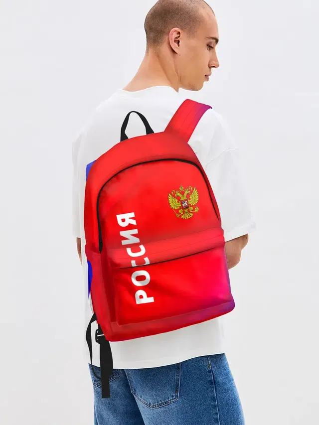 Джинсовый рюкзак с принтом «Я Русский — РОССИЯ — RUSSIA»