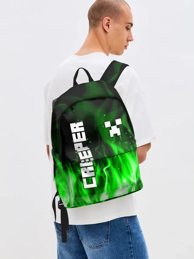 Джинсовый рюкзак с принтом «Майнкрафт — MINECRAFT CREEPER»