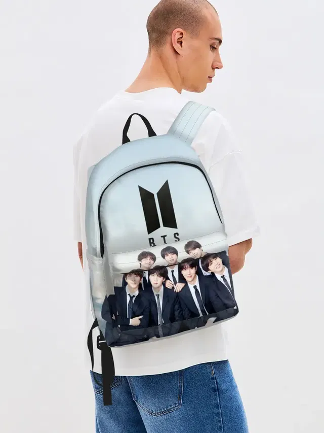 Джинсовый рюкзак с принтом «BTS»
