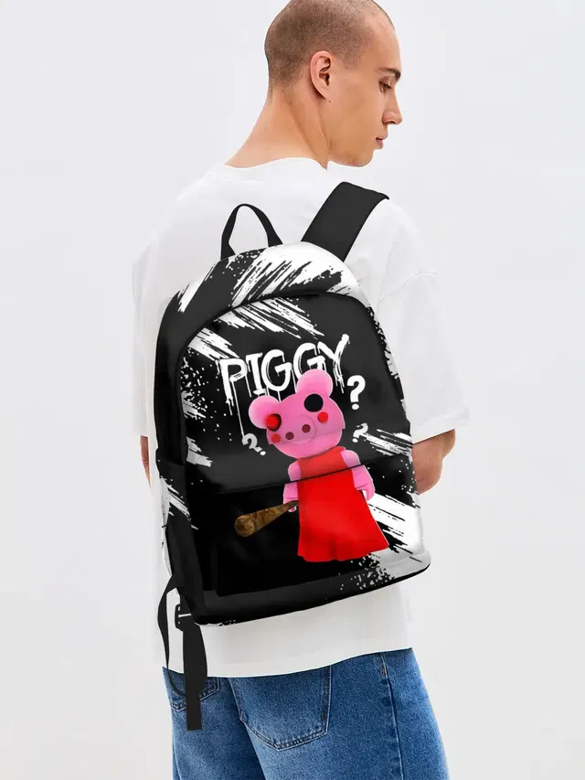 Джинсовый рюкзак с принтом «Роблокс — ROBLOX PIGGY - СВИНКА ПИГГИ»