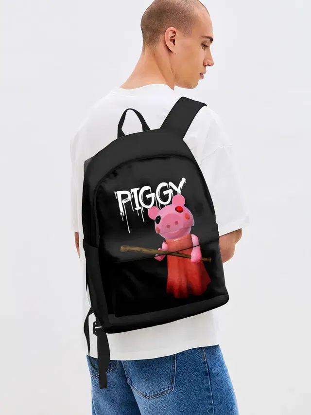 Джинсовый рюкзак с принтом «Роблокс — ROBLOX PIGGY - СВИНКА ПИГГИ»