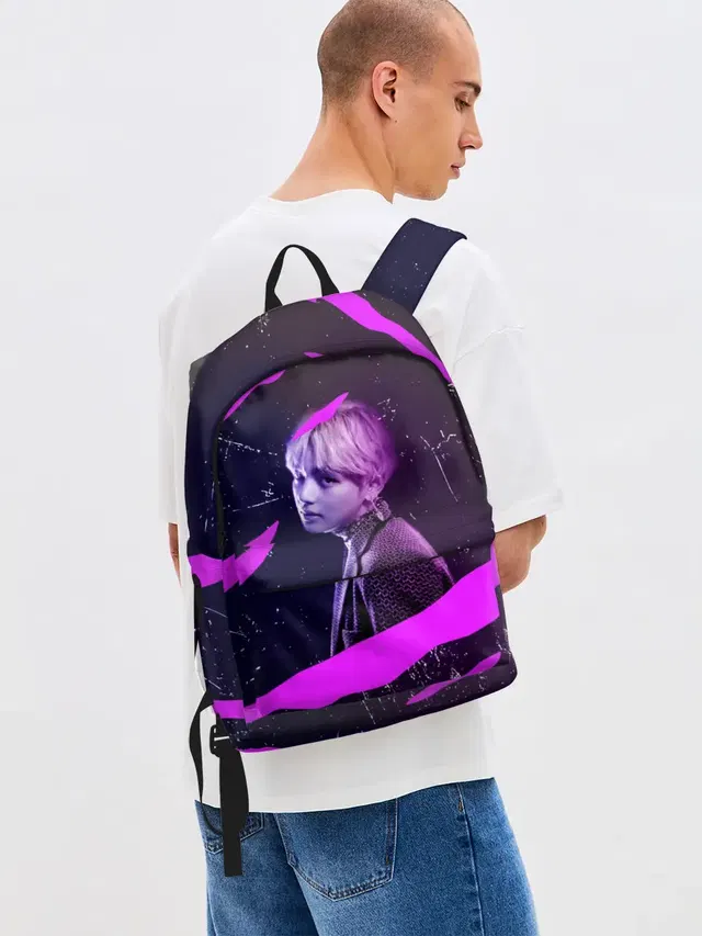 Джинсовый рюкзак с принтом «BTS»