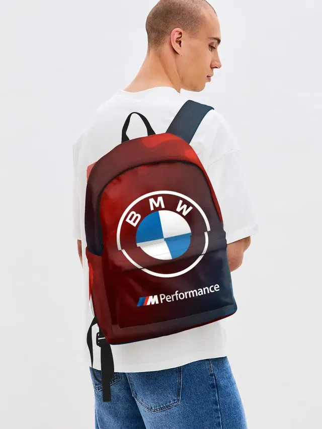 Джинсовый рюкзак с принтом «BMW»
