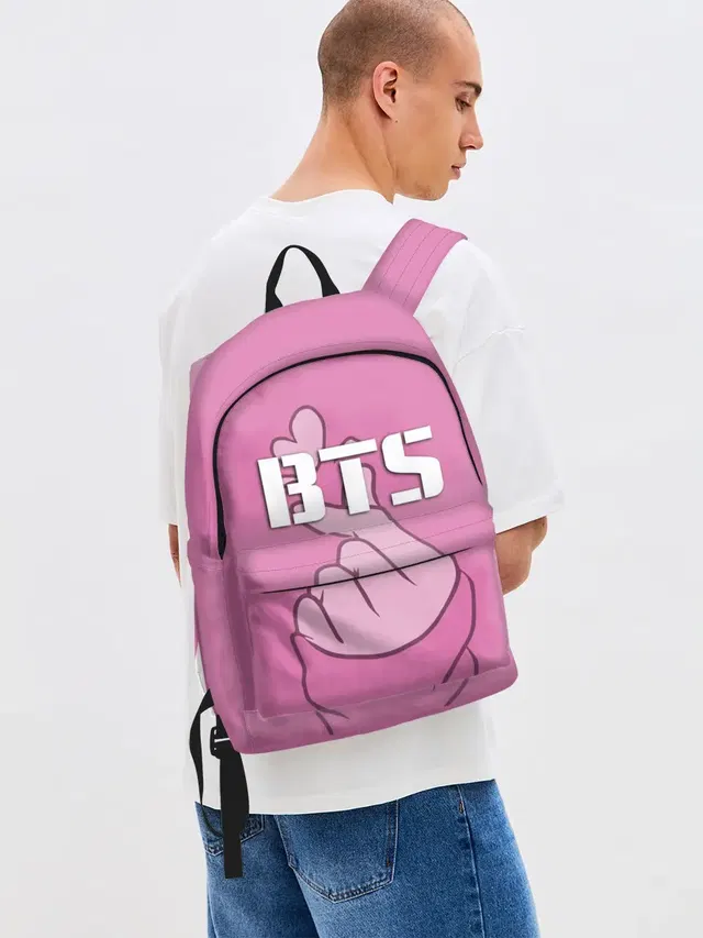 Джинсовый рюкзак с принтом «BTS»
