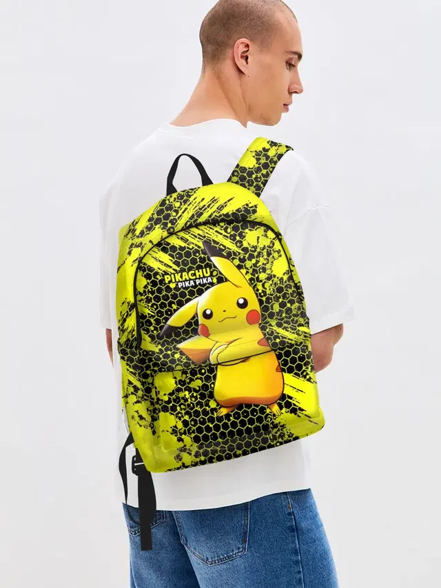 Джинсовый рюкзак с принтом «Пикачу — Pikachu Pika Pika»