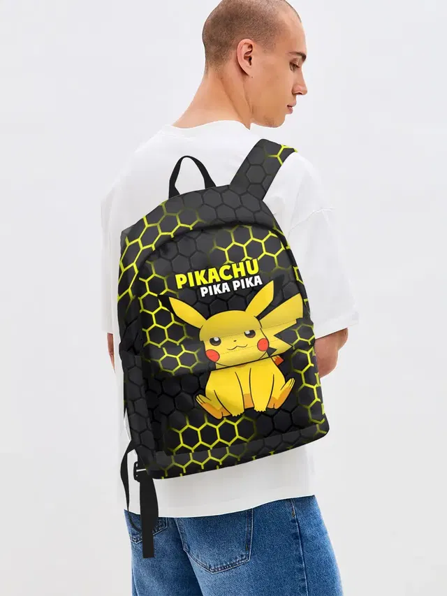 Джинсовый рюкзак с принтом «Пикачу — Pikachu Pika Pika»