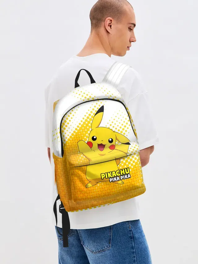Джинсовый рюкзак с принтом «Пикачу — Pikachu Pika Pika»