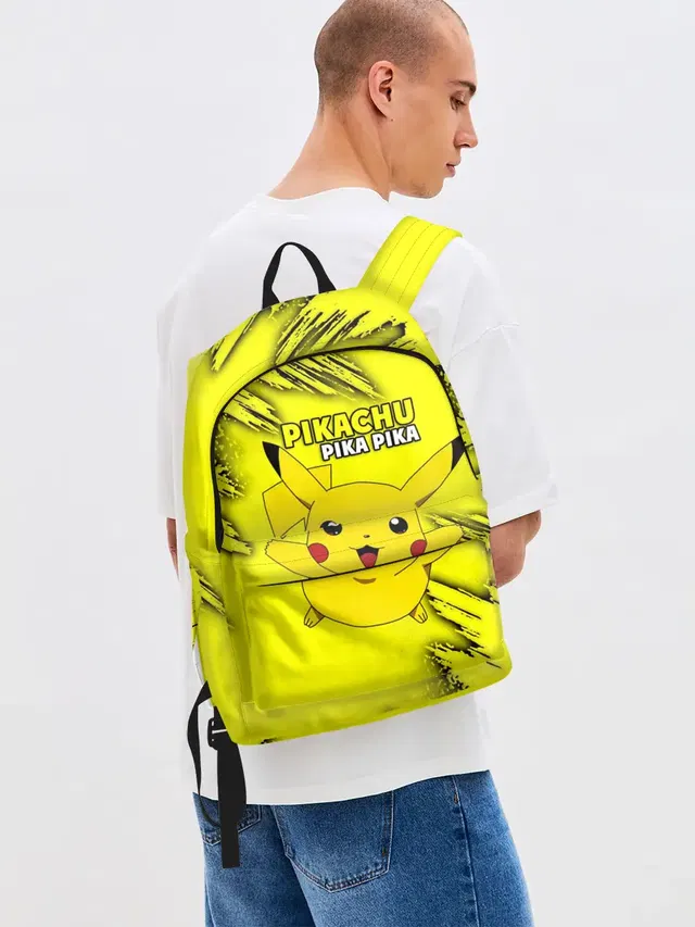 Джинсовый рюкзак с принтом «Пикачу — Pikachu Pika Pika»