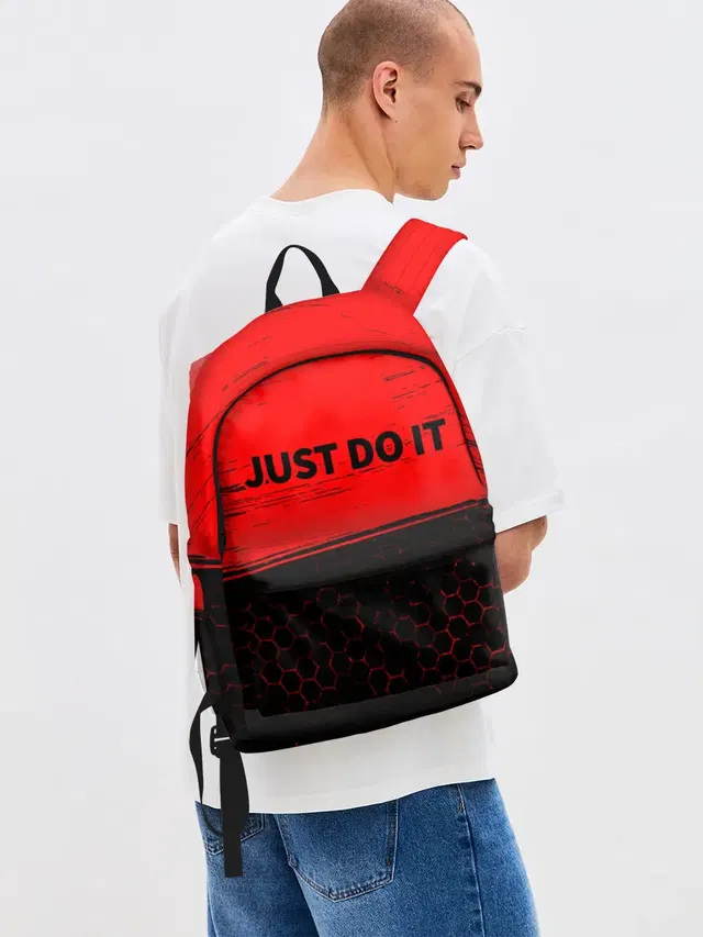 Джинсовый рюкзак с принтом «Популярные цитаты — JUST DO IT»