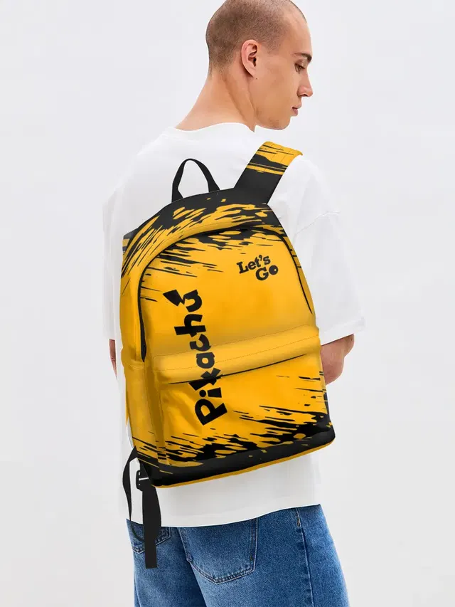 Джинсовый рюкзак с принтом «Покемоны — Pikachu black&yellow»