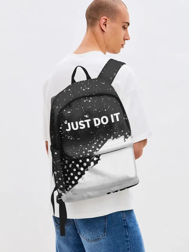 Джинсовый рюкзак с принтом «Популярные цитаты — JUST DO IT»