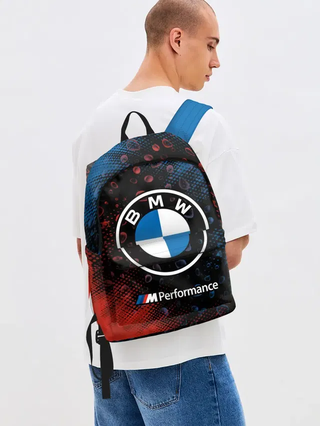 Джинсовый рюкзак с принтом «BMW»