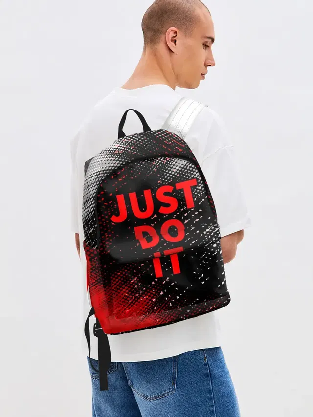 Джинсовый рюкзак с принтом «Популярные цитаты — JUST DO IT»