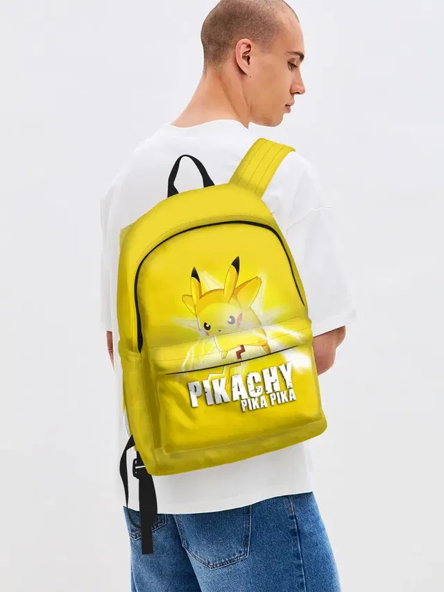 Джинсовый рюкзак с принтом «Пикачу — Pikachu Pika Pika»