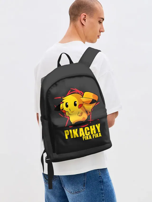 Джинсовый рюкзак с принтом «Пикачу — Pikachu Pika Pika»