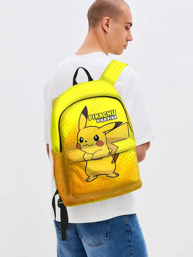 Джинсовый рюкзак с принтом «Пикачу — Pikachu Pika Pika»
