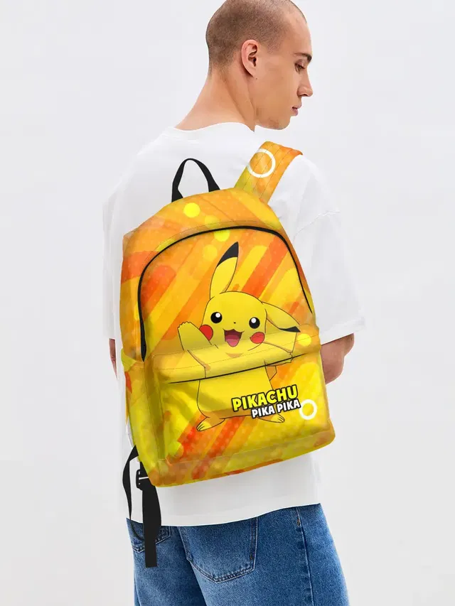 Джинсовый рюкзак с принтом «Пикачу — Pikachu Pika Pika»