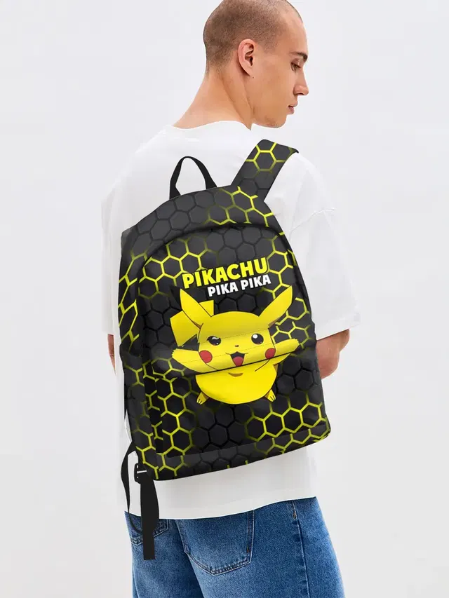 Джинсовый рюкзак с принтом «Пикачу — Pikachu Pika Pika»
