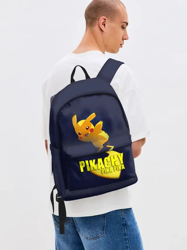 Джинсовый рюкзак с принтом «Пикачу — Pikachu Pika Pika»