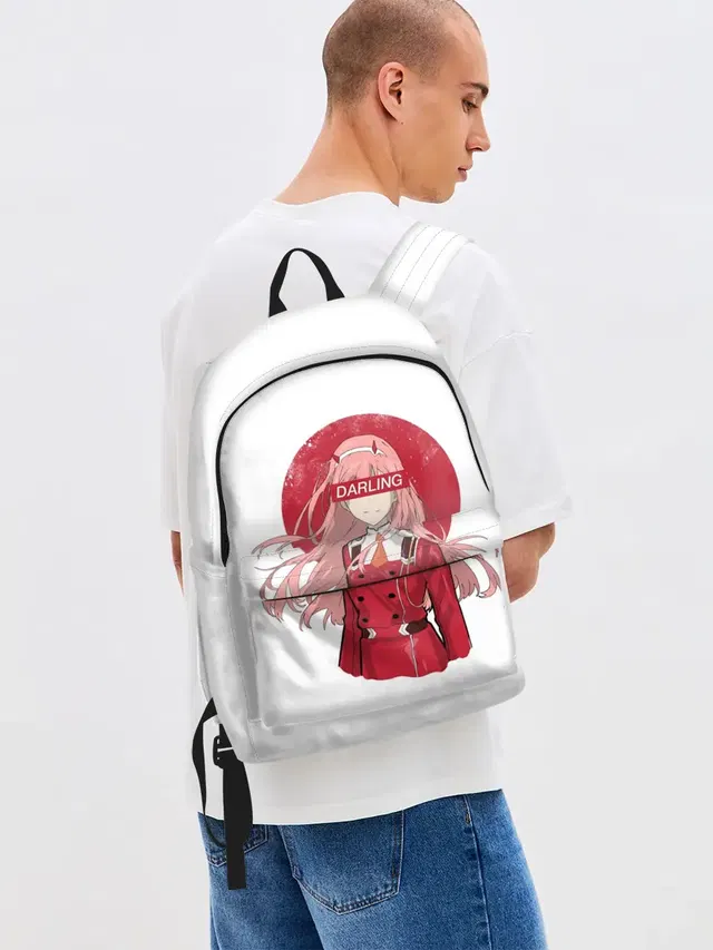Джинсовый рюкзак с принтом «Zero Two — Darling Zero Two White»