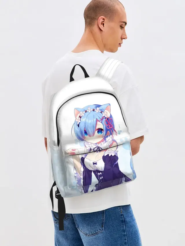 Джинсовый рюкзак с принтом «Re:Zero. Жизнь с нуля в альтернативном мире — Re:Zero, Рем»