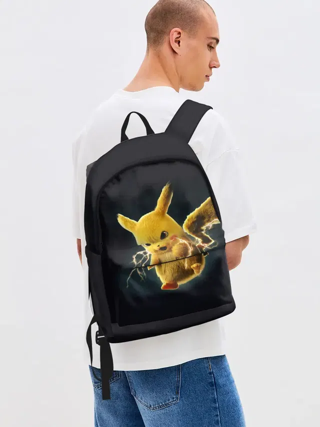 Джинсовый рюкзак с принтом «Пикачу — Pikachu Pika Pika»