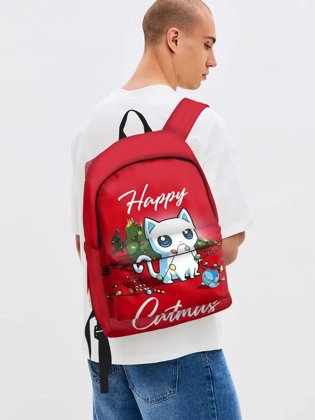 Джинсовый рюкзак с принтом «Детские картинки — Happy Catmas»