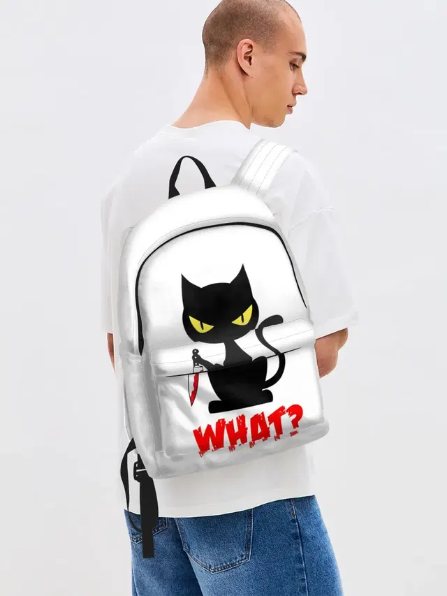 Джинсовый рюкзак с принтом «Коты и кошки — What Cat»