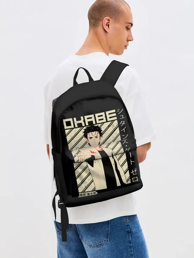 Джинсовый рюкзак с принтом «Rintarou Okabe»