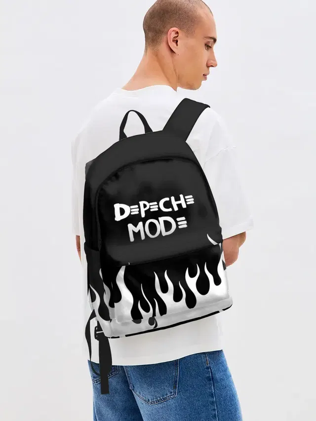 Джинсовый рюкзак с принтом «Огонь»