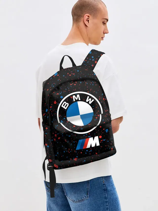 Джинсовый рюкзак с принтом «BMW»