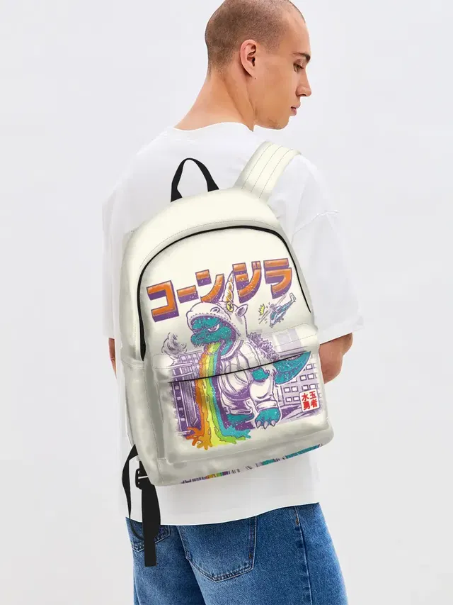 Джинсовый рюкзак с принтом «Годзилла — Годзилла Единорог»