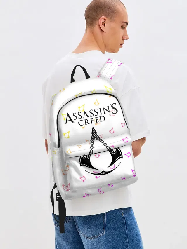 Джинсовый рюкзак с принтом «ASSASSINS CREED — ASSASSIN’S CREED VALHALLA»