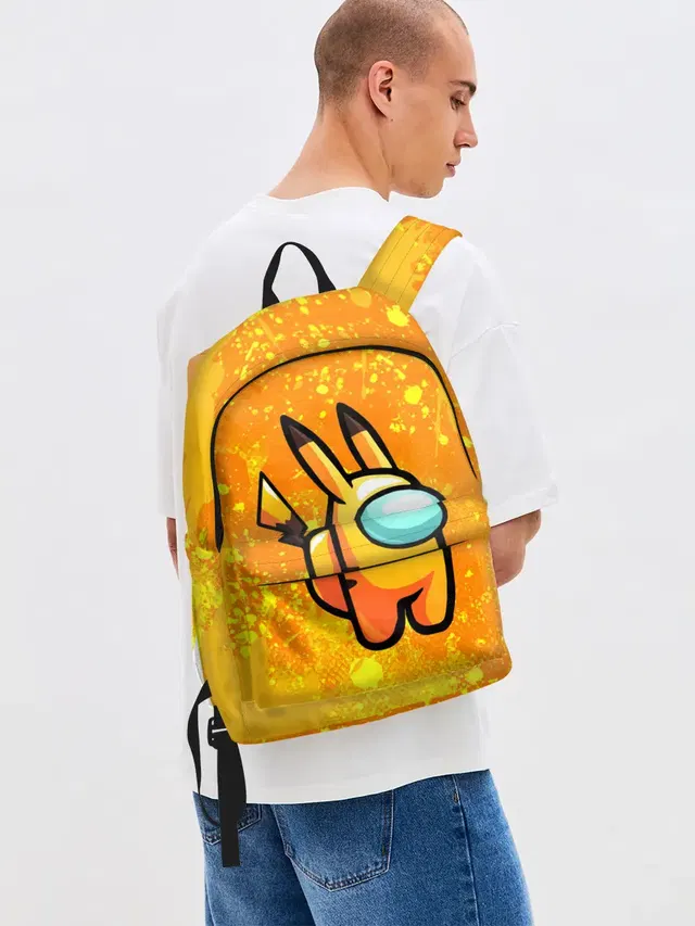 Джинсовый рюкзак с принтом «Амонг Ас — AMONG US - Pikachu»