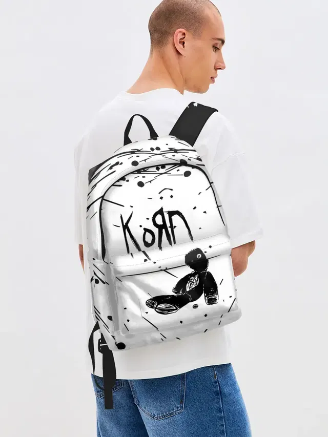 Джинсовый рюкзак с принтом «KoЯn — korn»