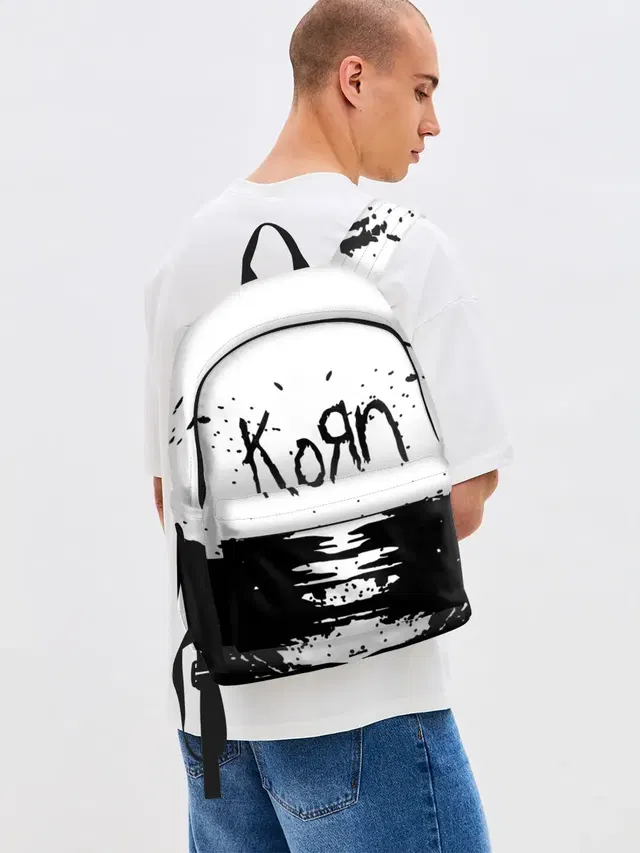 Джинсовый рюкзак с принтом «KoЯn — korn»