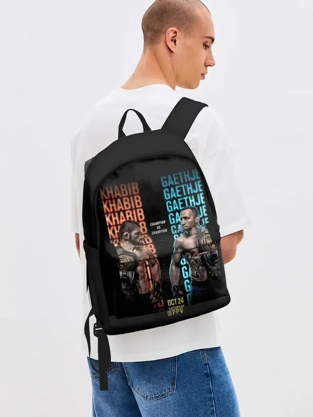Джинсовый рюкзак с принтом «MMA — KHABIB VS. GAETHJE»