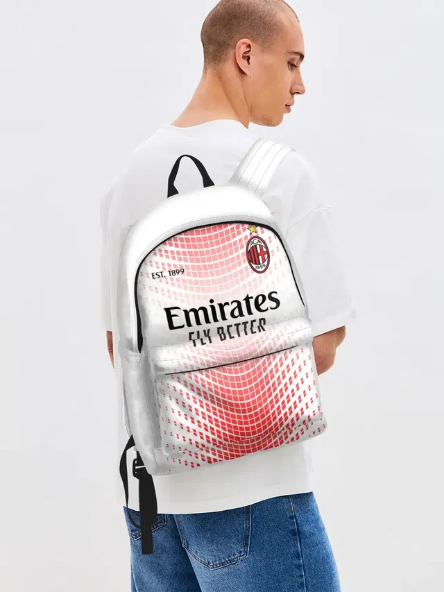 Джинсовый рюкзак с принтом «Emirates Fly Better — AC MILAN 20/21 - ГОСТЕВАЯ»