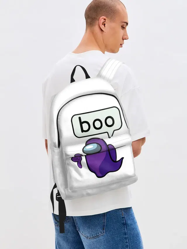 Джинсовый рюкзак с принтом «Амонг Ас — BOO»