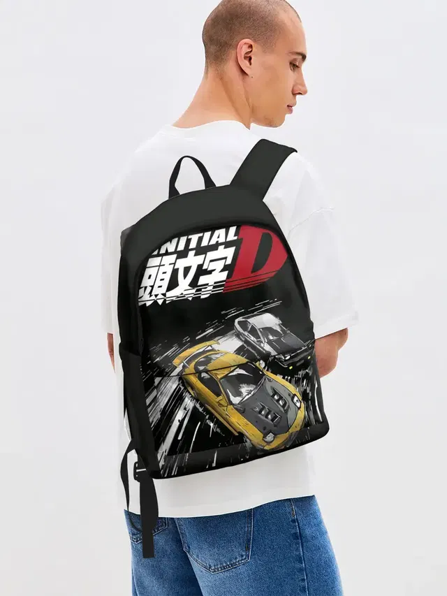 Джинсовый рюкзак с принтом «Initial D две машины»