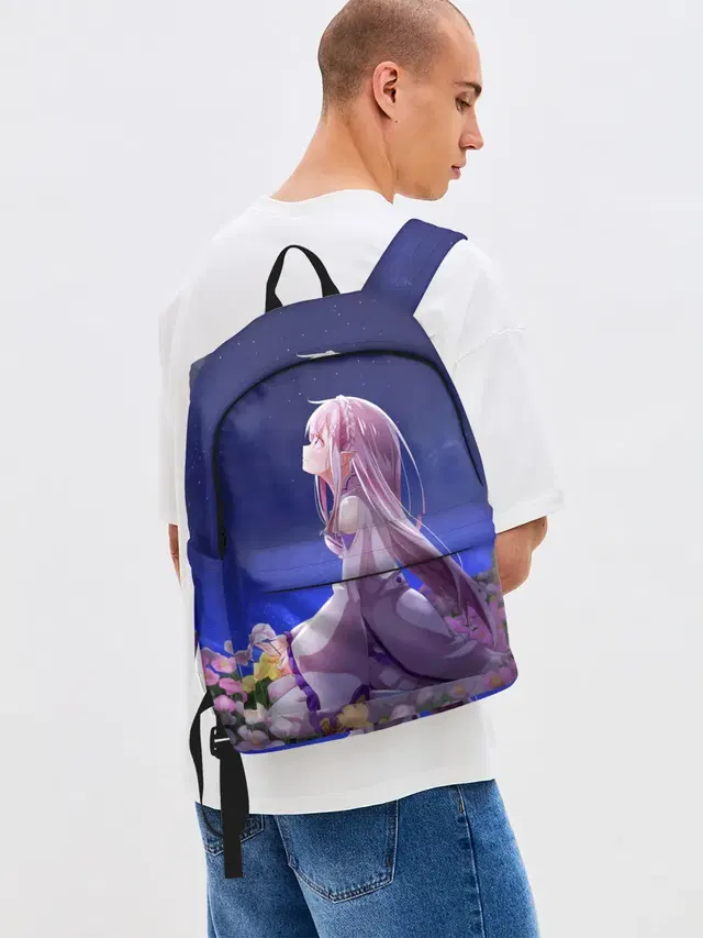 Джинсовый рюкзак с принтом «Re:Zero. Жизнь с нуля в альтернативном мире — Sweet dreams of Emilia»