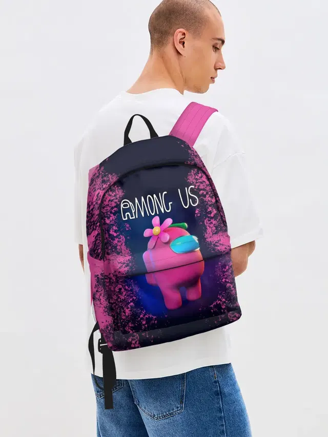 Джинсовый рюкзак с принтом «Pink Crewmate»