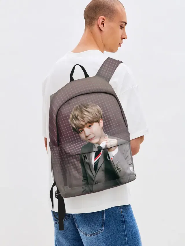 Джинсовый рюкзак с принтом «Музыканты и исполнители — BTS. Jimin»